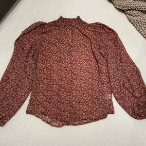 Chic Floral Women's Blouse - Burgundy